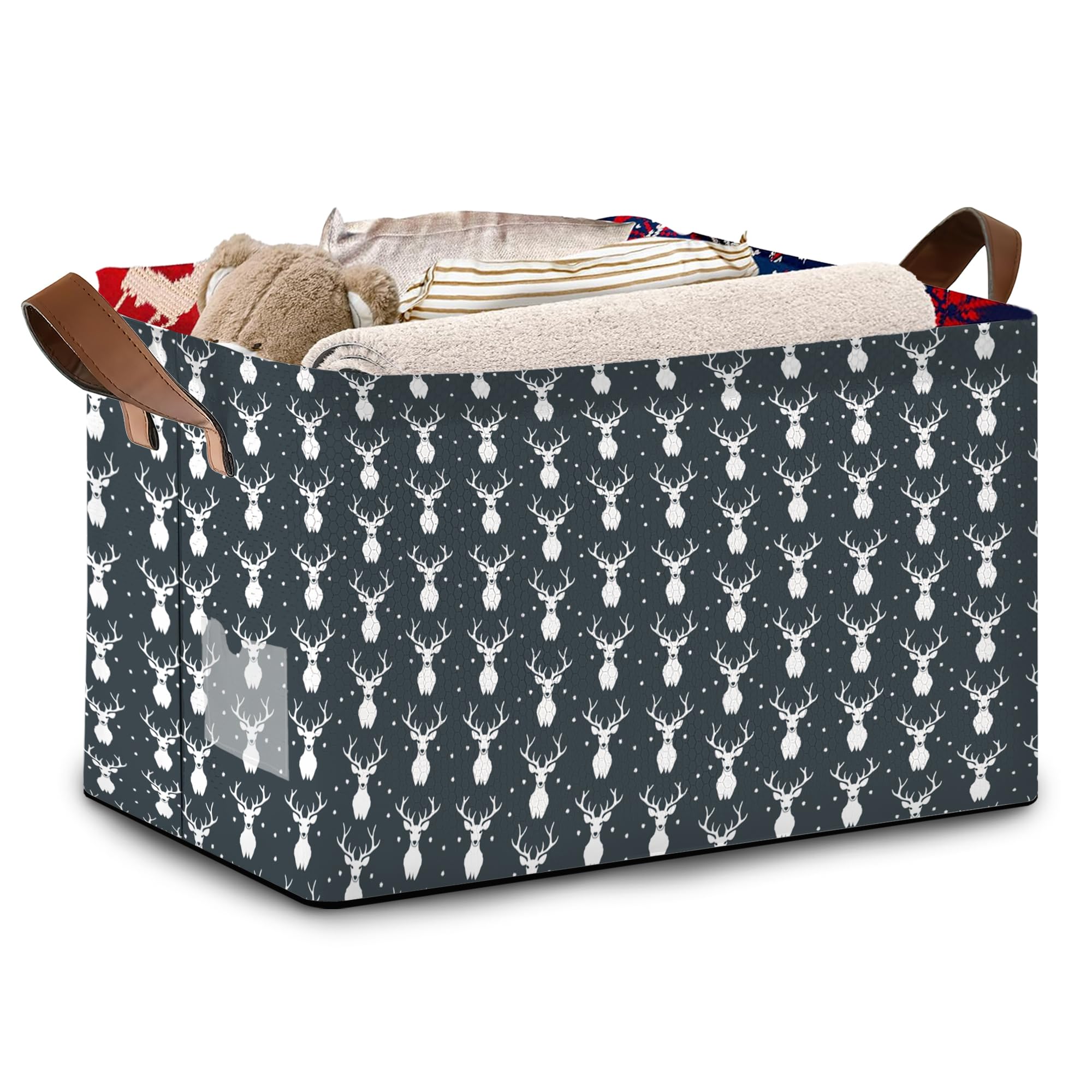 Mogifedc Forest Deer Storage Basket front view showing spacious storage for toys and books