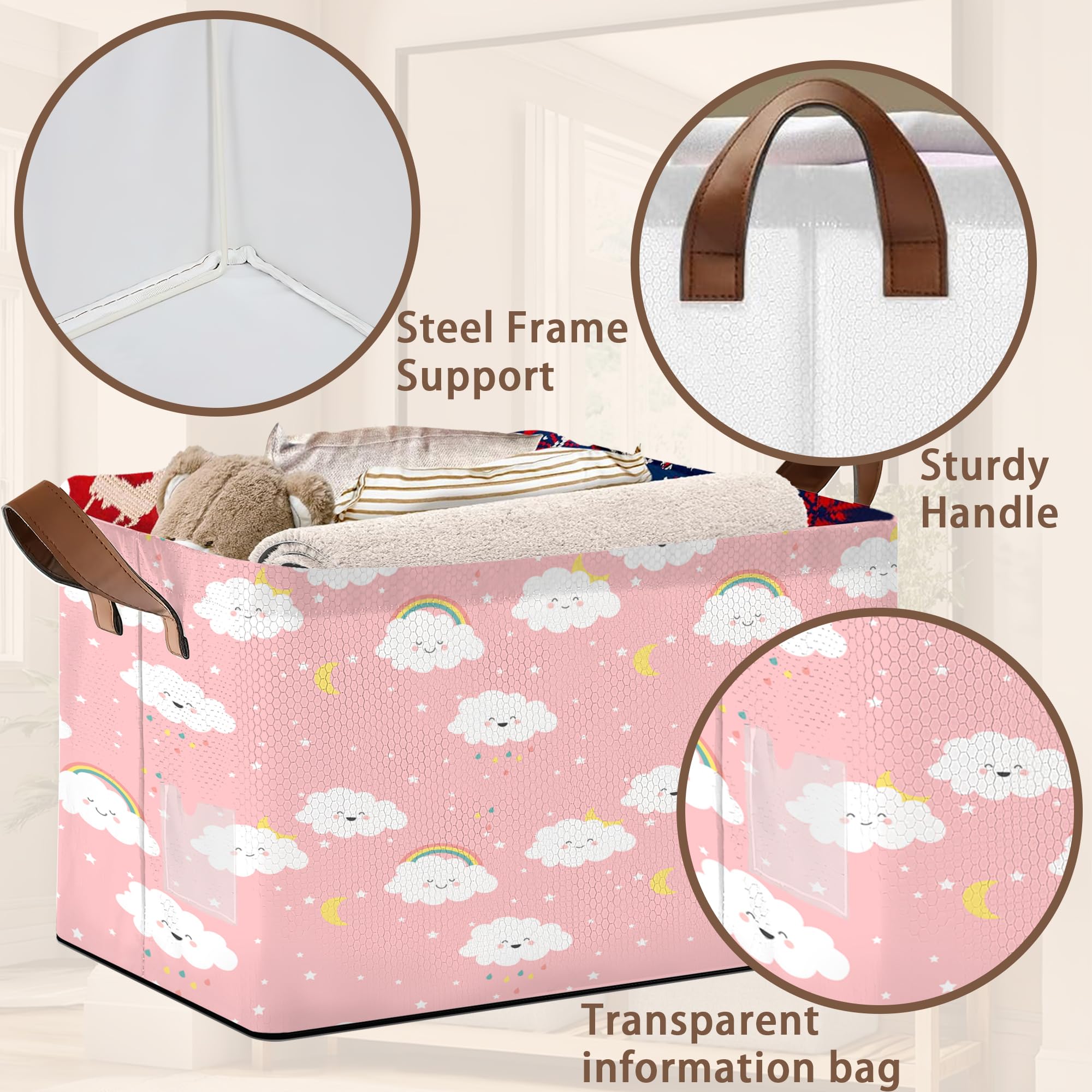 Mogifedc Pink Cloud Basket top frame highlights sturdy construction.