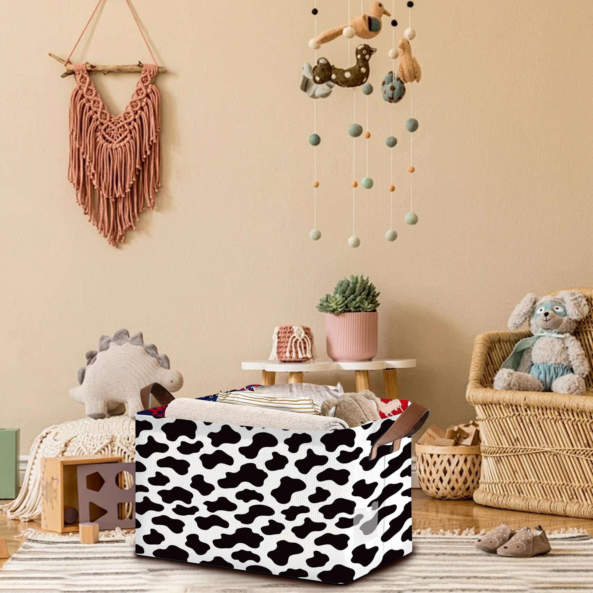 Mogifedc storage basket with metal frame providing stable structure