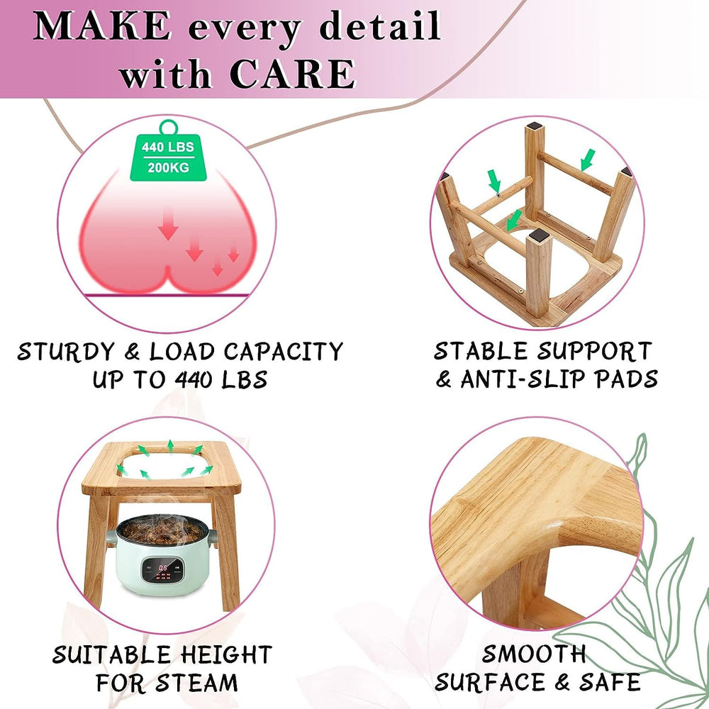 MOGUOBIN Wood Yoni Steaming Seat natural-cypress wood with smooth finish