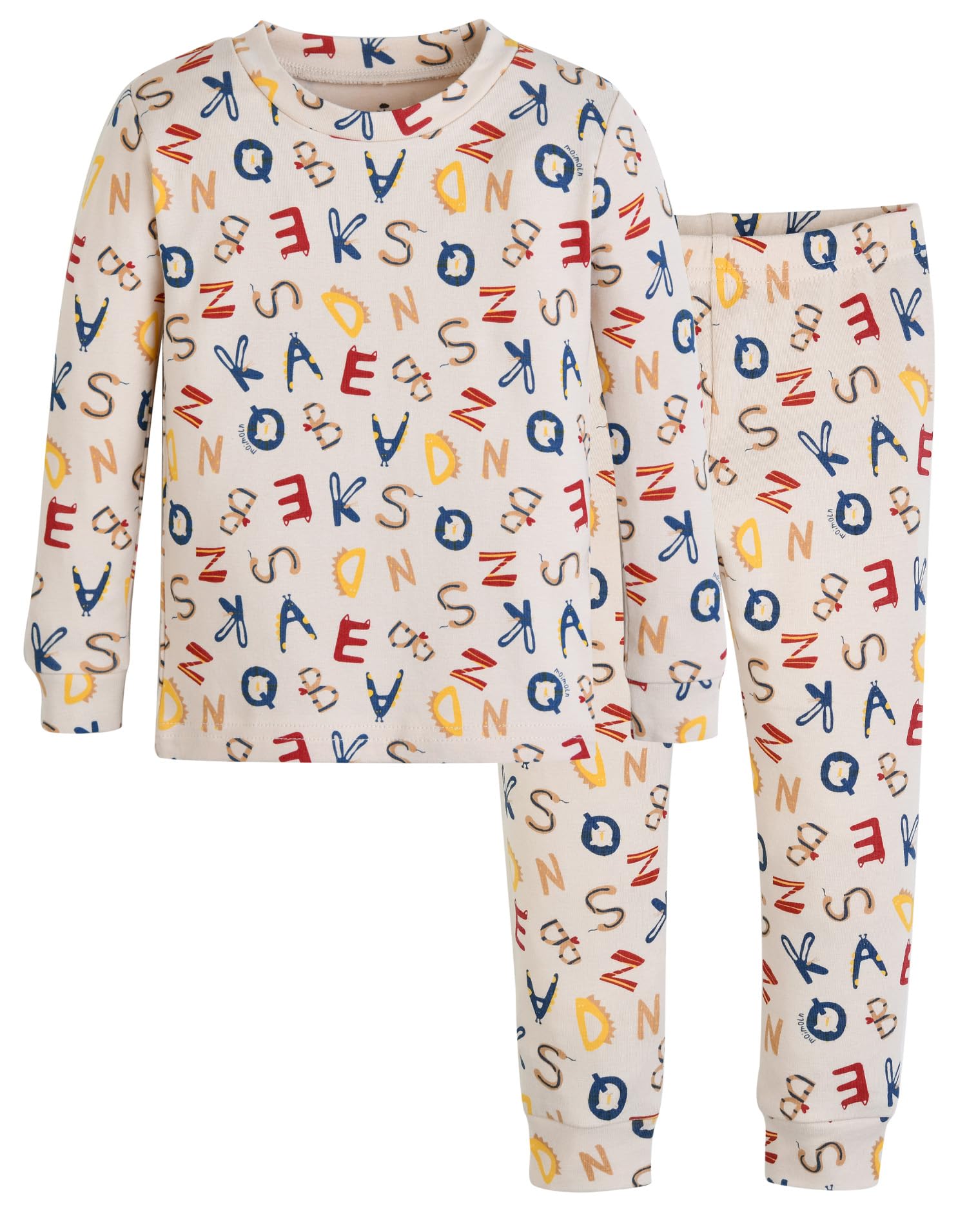 moimoln Alphabet Buddies PJs front view showing playful print and comfy fit