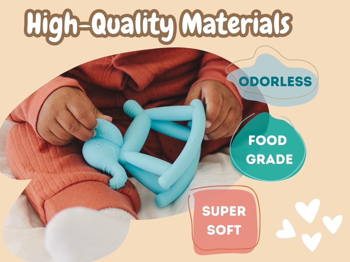 Mojadi ELPHY supports 0-18 months with textured, bite-safe features.