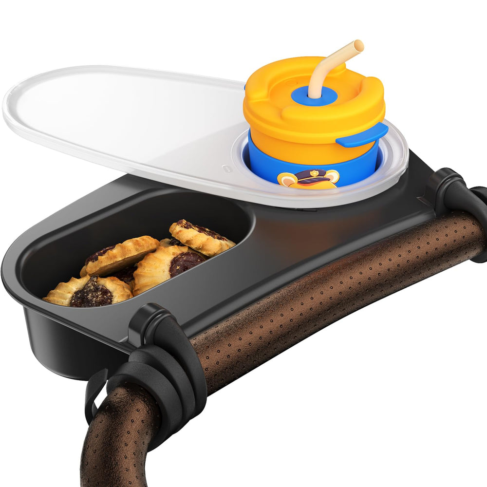 MOJELIM upgrade stroller snack tray attached to Nuna Uppababy Bugaboo for easy snacks