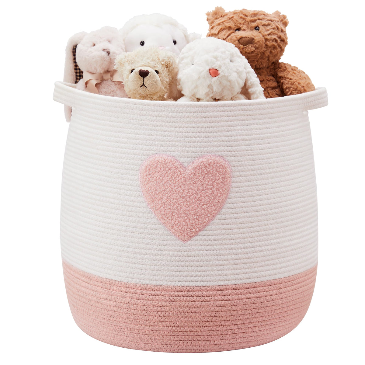 MOJOSCEND 65L pink laundry basket full view for easy nursery storage