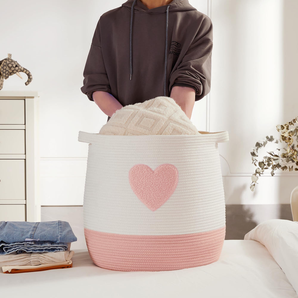 MOJOSCEND 65L rope basket storing towels and toys