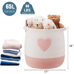 MOJOSCEND 65L pink nursery basket in a bright girl room