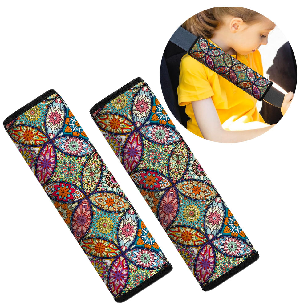 Mokiwala pattern design seat belt pad adds stylish interior detail