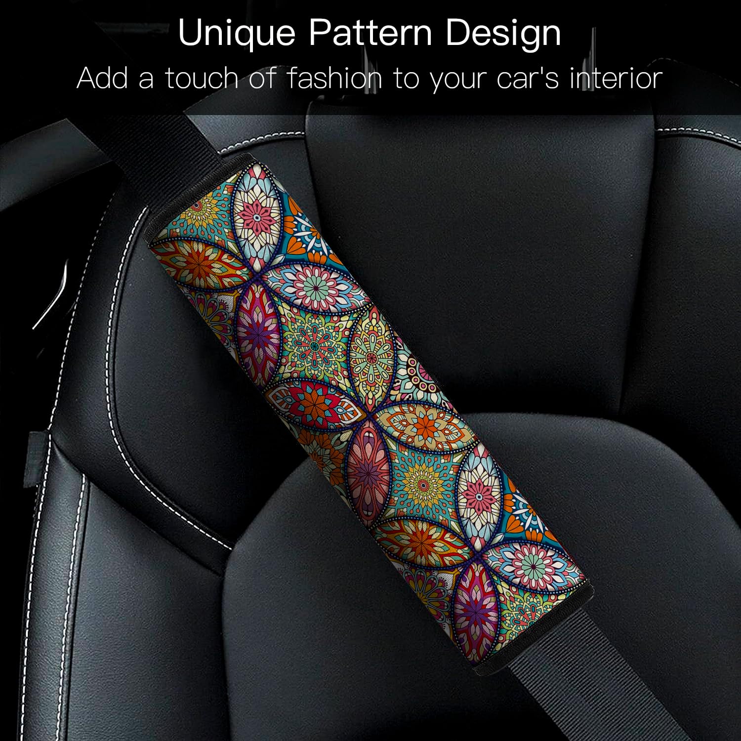Mokiwala fashion-pattern seat belt pad adds stylish interior detail.