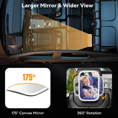 MoKo car mirror clip-design attaches securely to headrest