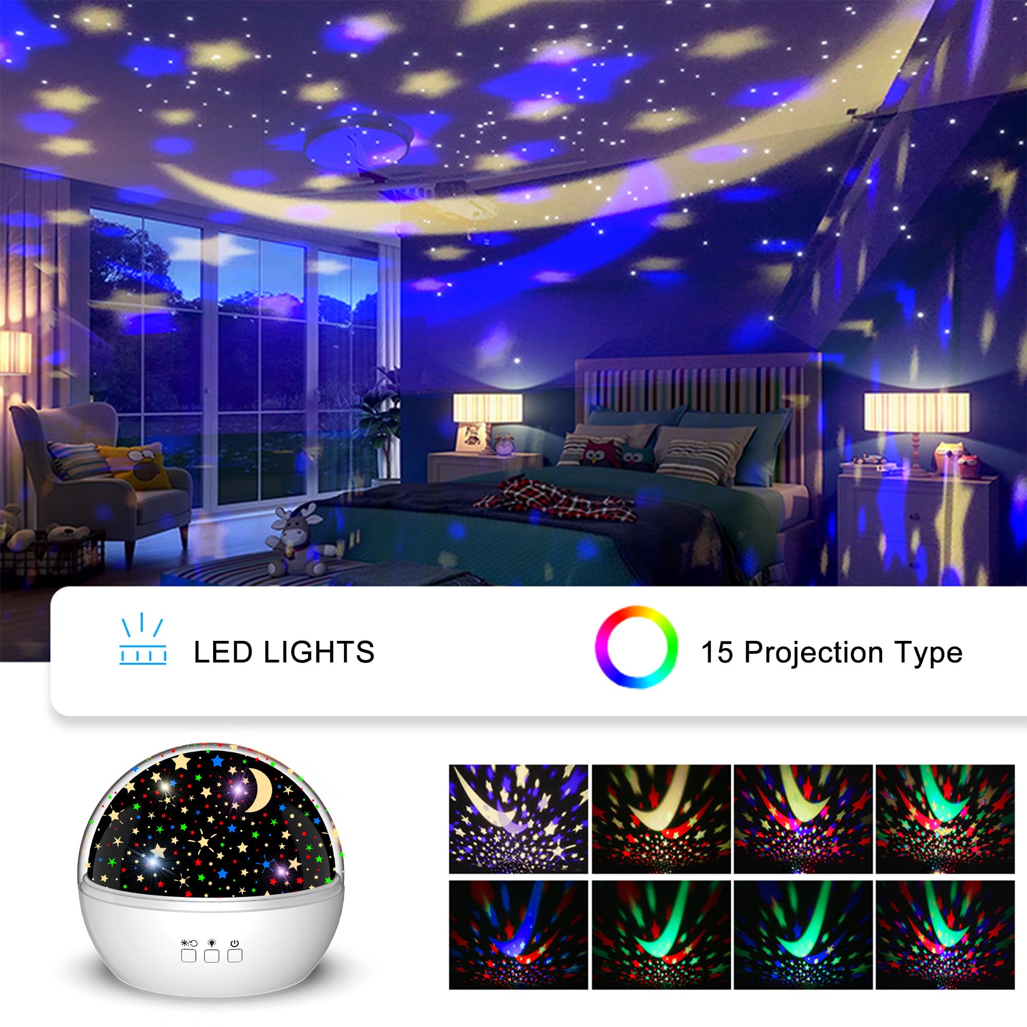 MOKOQI bedtime starry sky projection creates a calming mood.