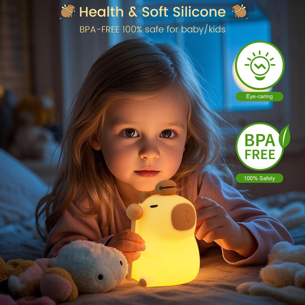 MOKYDUO Capybara Night Light BPA-free silicone surface safe for babies