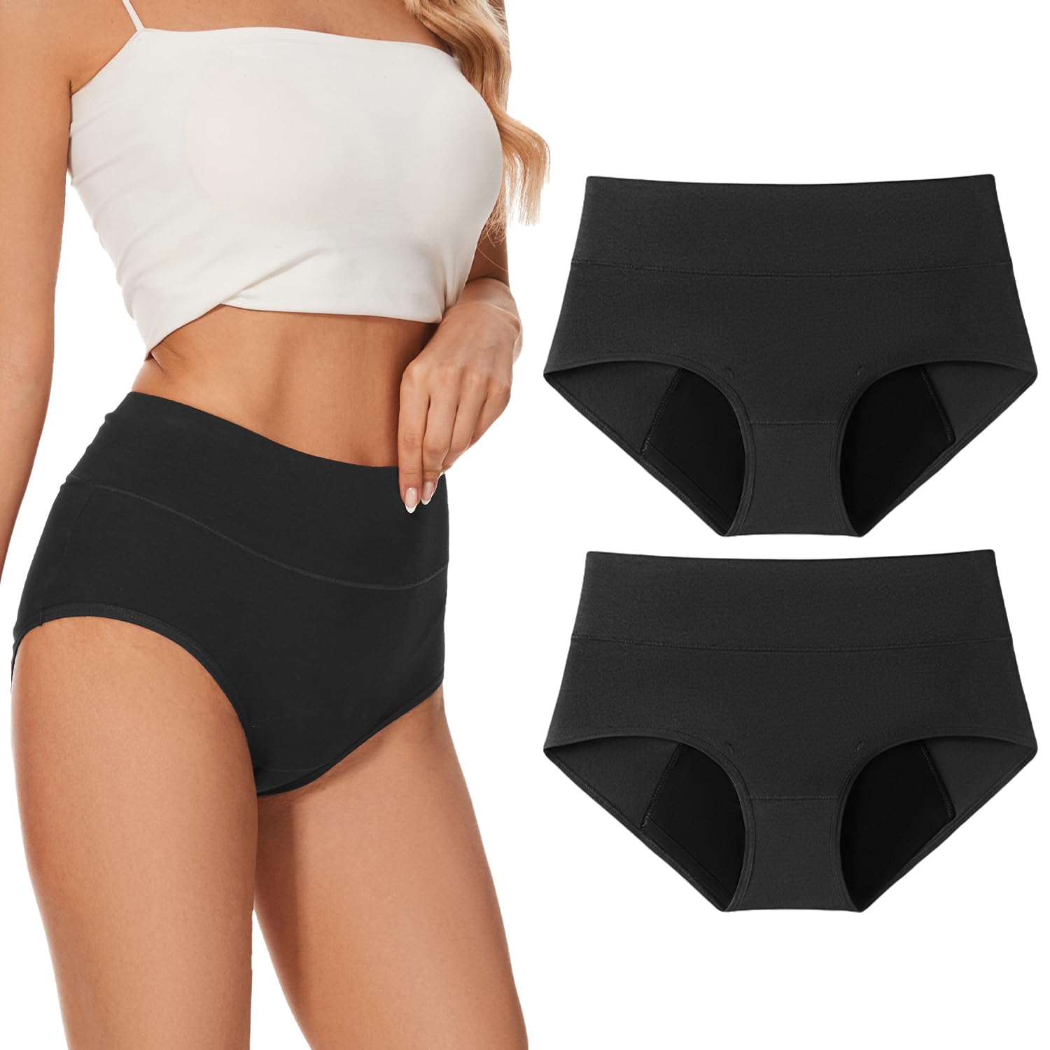 Molasus heavy-flow underwear XXL black front view for night protection