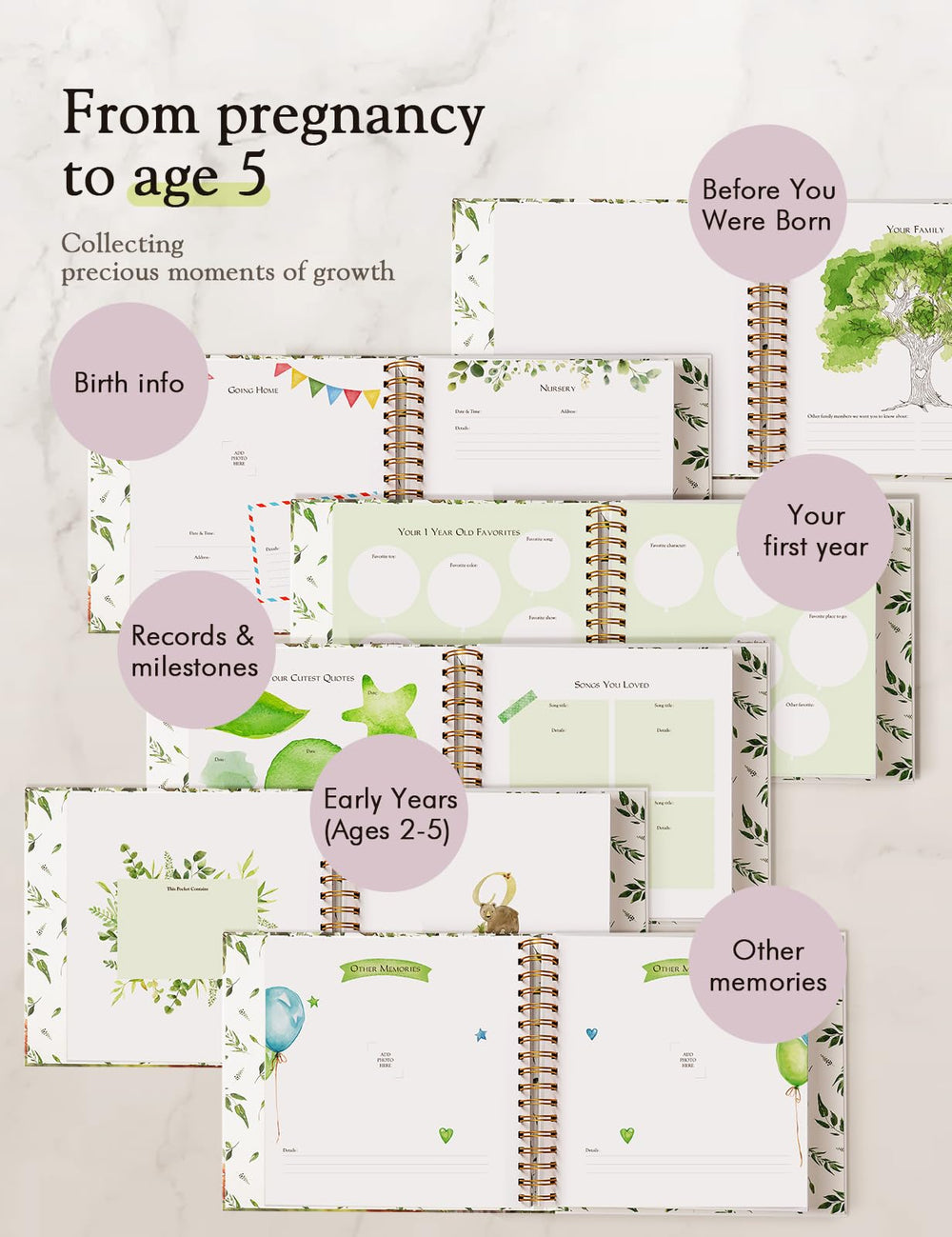 Molekaus baby book gold foil cover adds premium look
