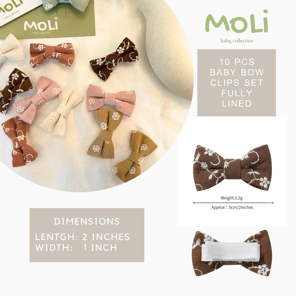 MoLi Baby Collection beige bow clip, 2-inch size suits little girls