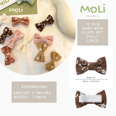 MoLi Baby Collection beige bow clip, 2-inch size suits little girls