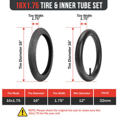 Molibisty 16x1.75 tire tread detail highlights slip resistance on slick roads.