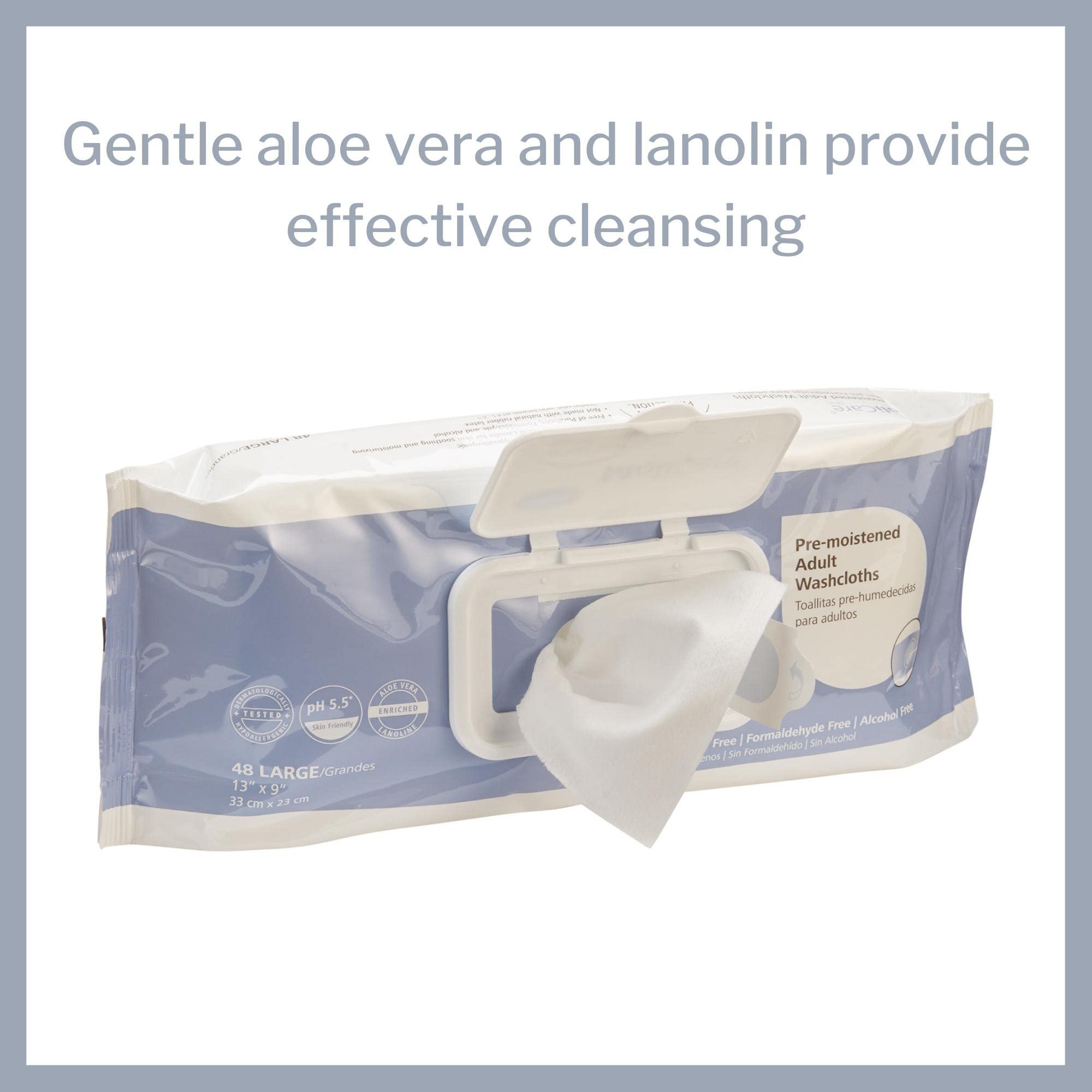 Close-up of aloe vera and lanolin on MoliCare wipes