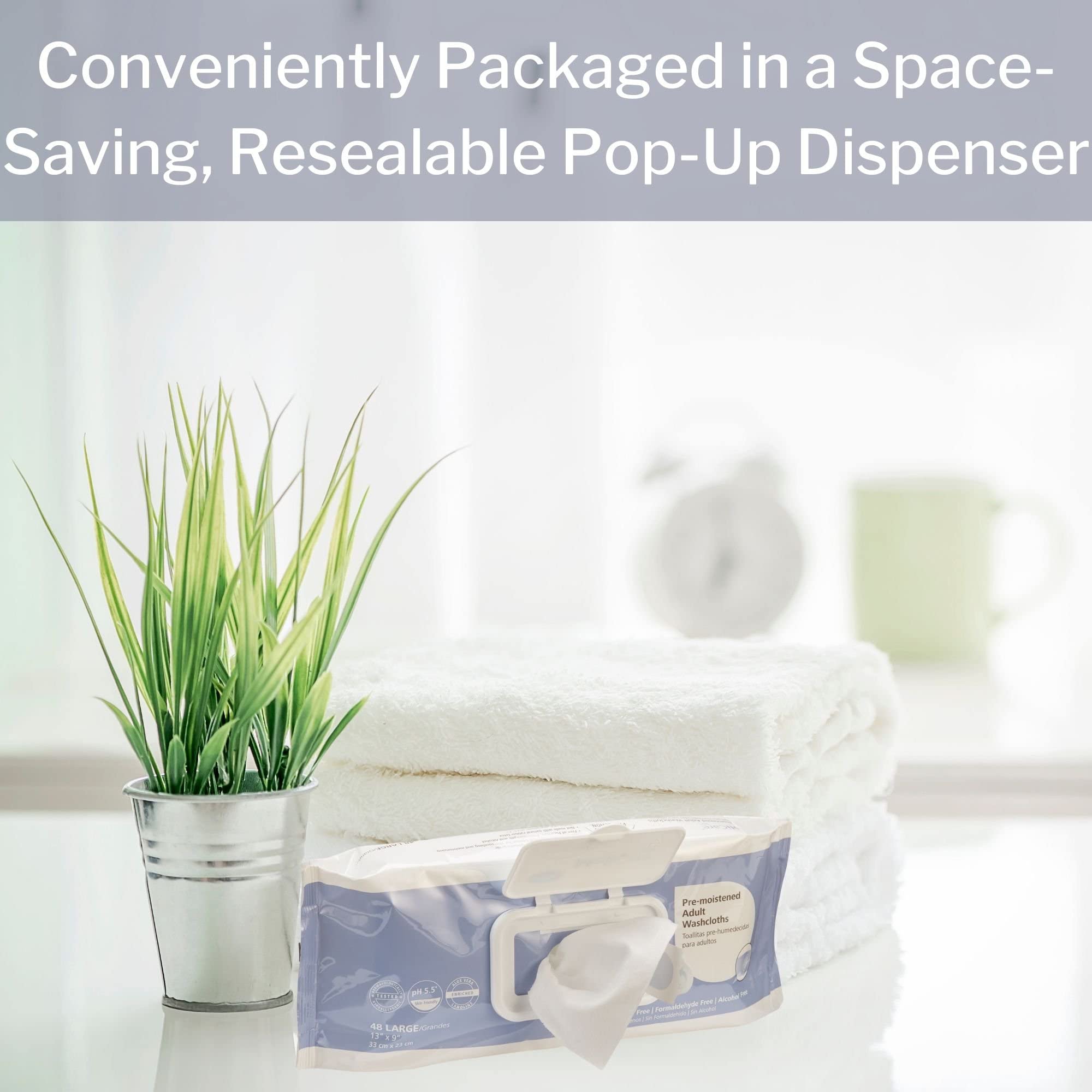 Hypoallergenic, alcohol-free wipes in a resealable dispenser
