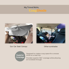 Mollycoddle sun shade visor extender keeps light out on forward-facing seats
