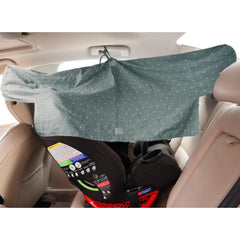 Mollycoddle universal convertible car seat cover backseat shade keeps baby comfortable on sunny drives.