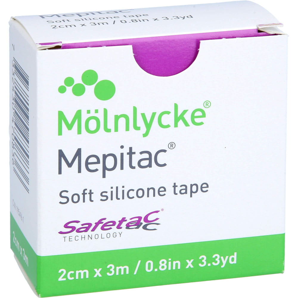 Molnlycke Mepitac roll on sensitive skin provides gentle adhesion.