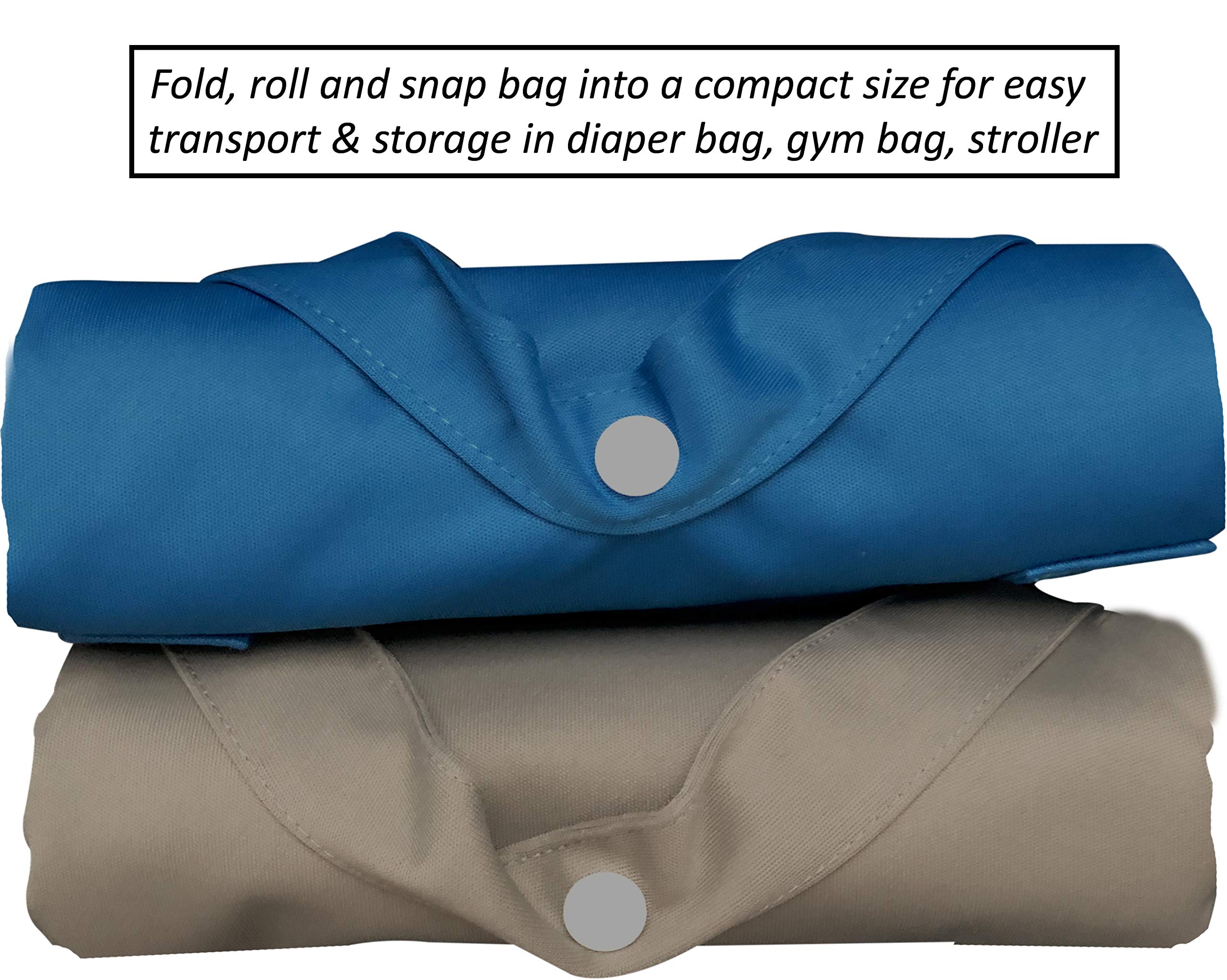 MOM & BAB wet bag blue-gray no-seams-bottom protects against leaks.
