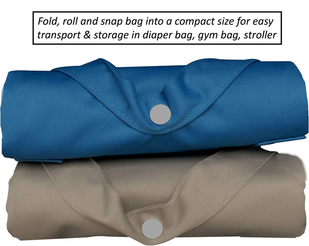 MOM & BAB wet bag blue-gray no-seams-bottom protects against leaks.