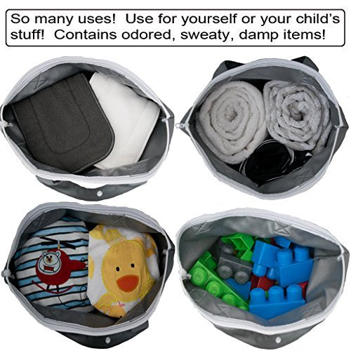MOM & BAB wet bag blue-gray ideal for towels or swimsuits.