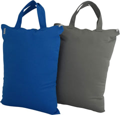 MOM & BAB wet bag blue-gray travel-size design for on-the-go diapering.