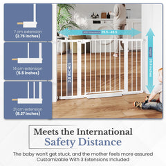 Mom Genius stair gate for kids with extensions, suitable for kitchens, doorways, and hallways