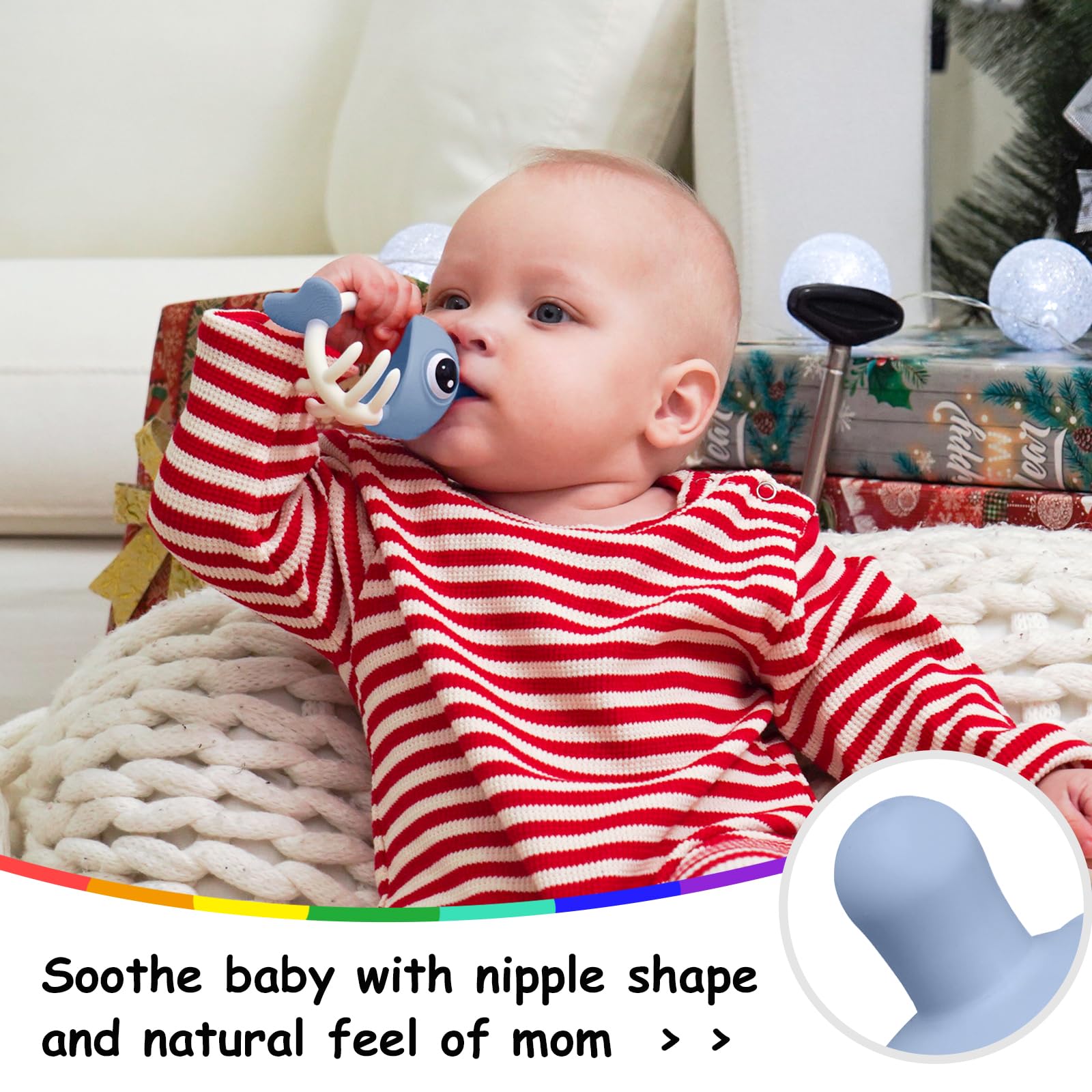 Mombella clownfish eyes teether interactive fidget play and tactile exploration.