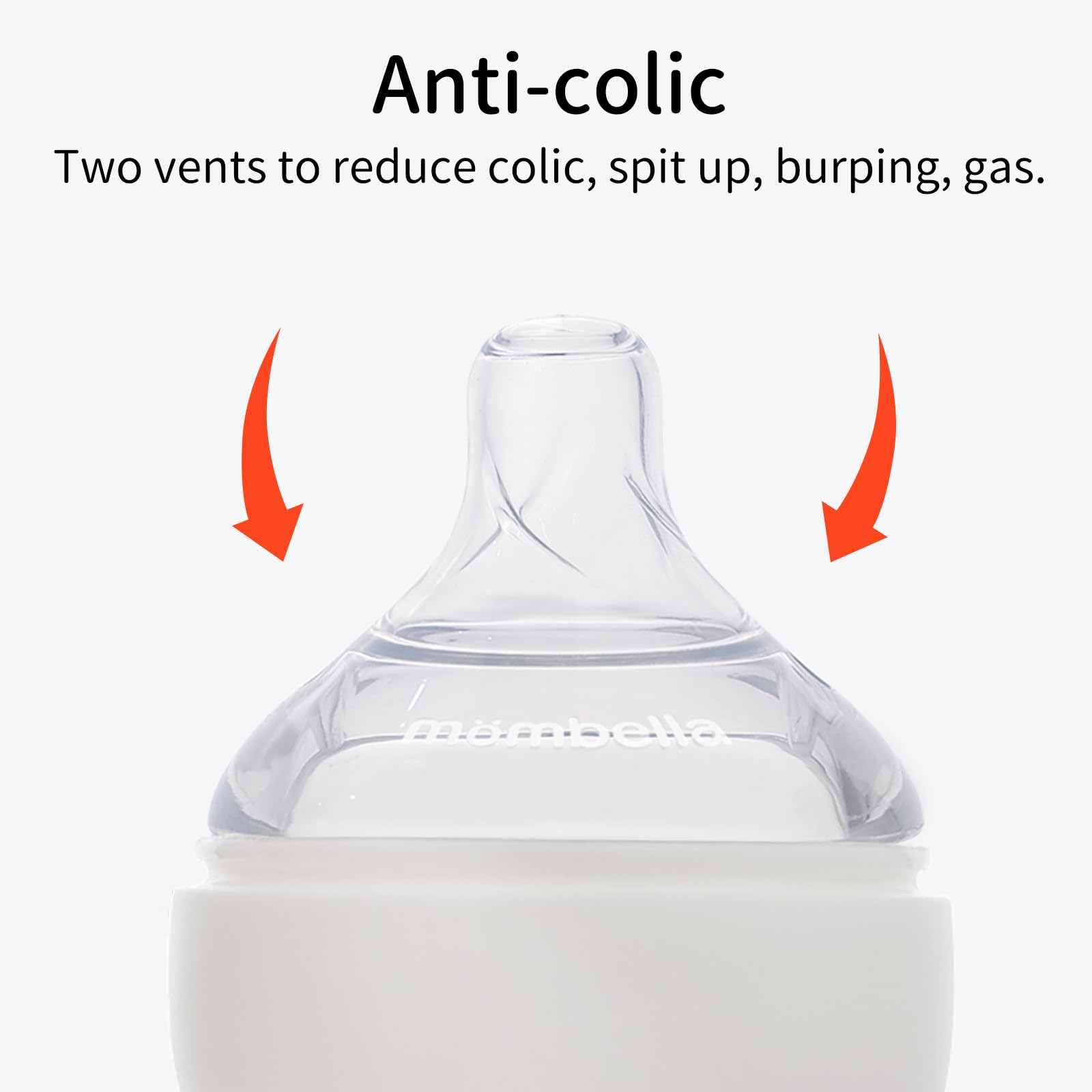 Mombella bottle with wide opening for quick filling and easy cleaning.