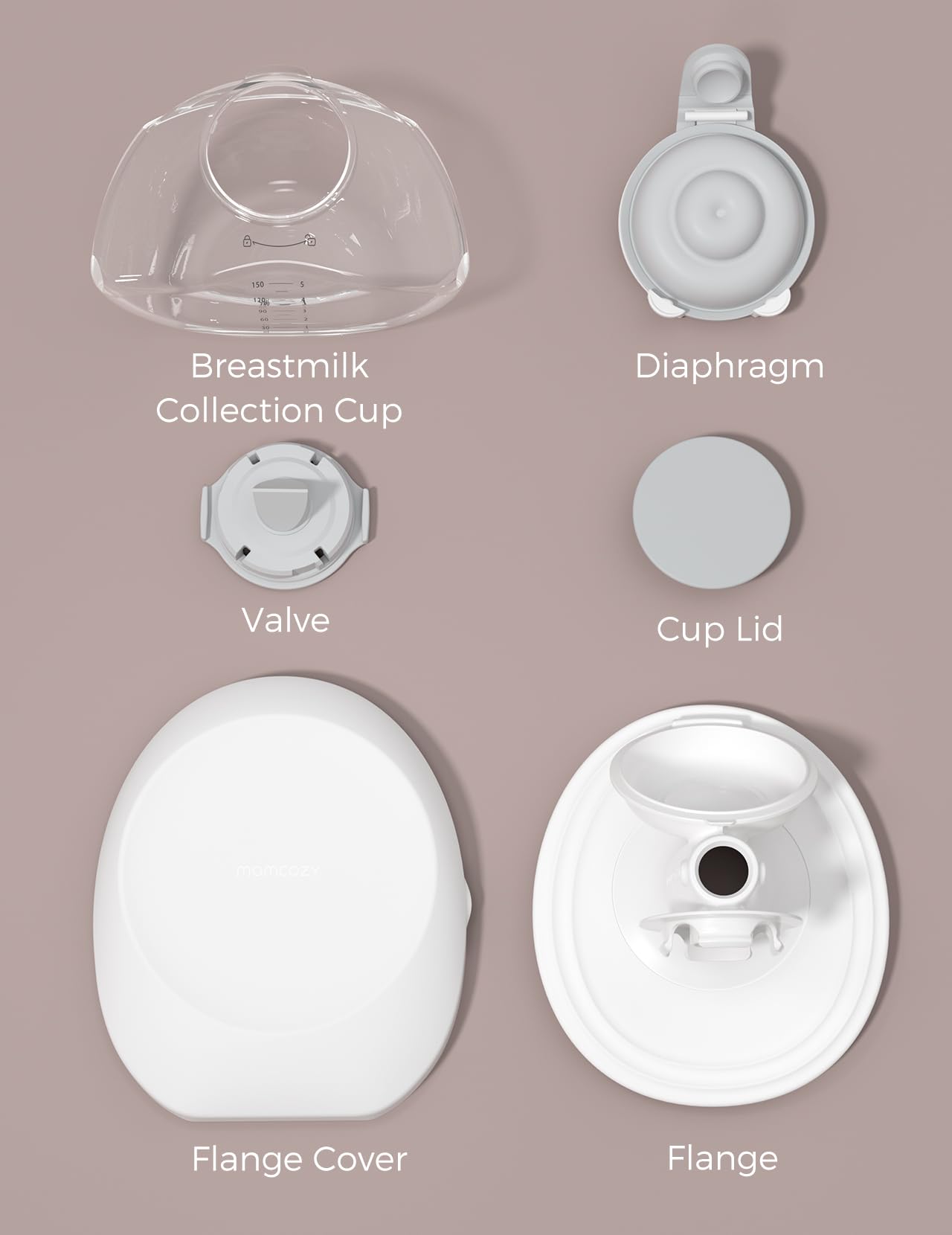 Momcozy 24mm pump valves and seals for reliable suction consistency.