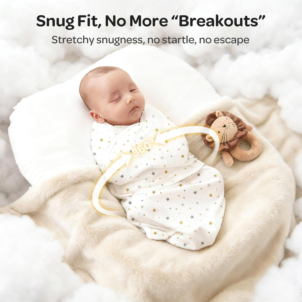 Momcozy 2-pack swaddles provide essential newborn warmth and snugness.