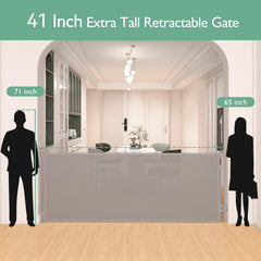 Momcozy 41in high gate forming a tall protective barrier for large openings.