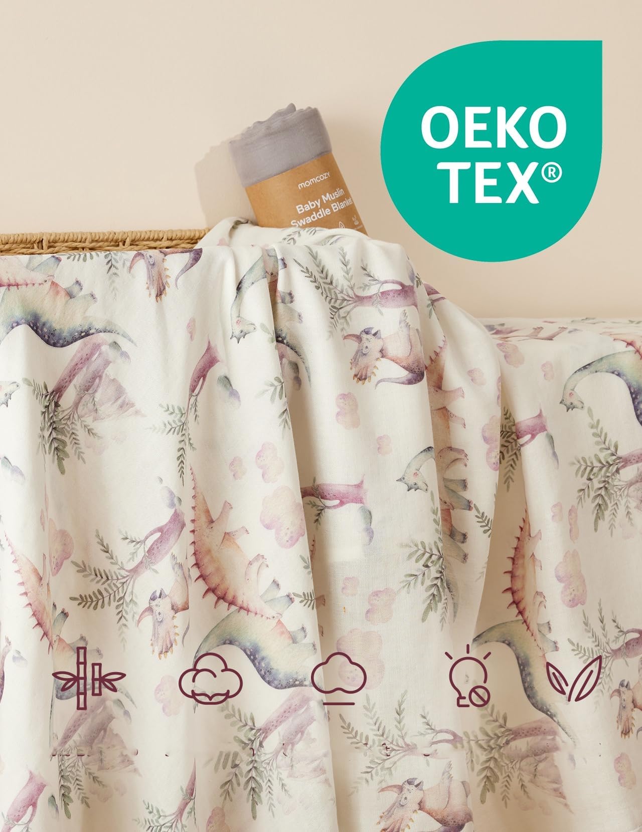 Momcozy 47x47 swaddle blanket large size ideal for versatile wrapping.