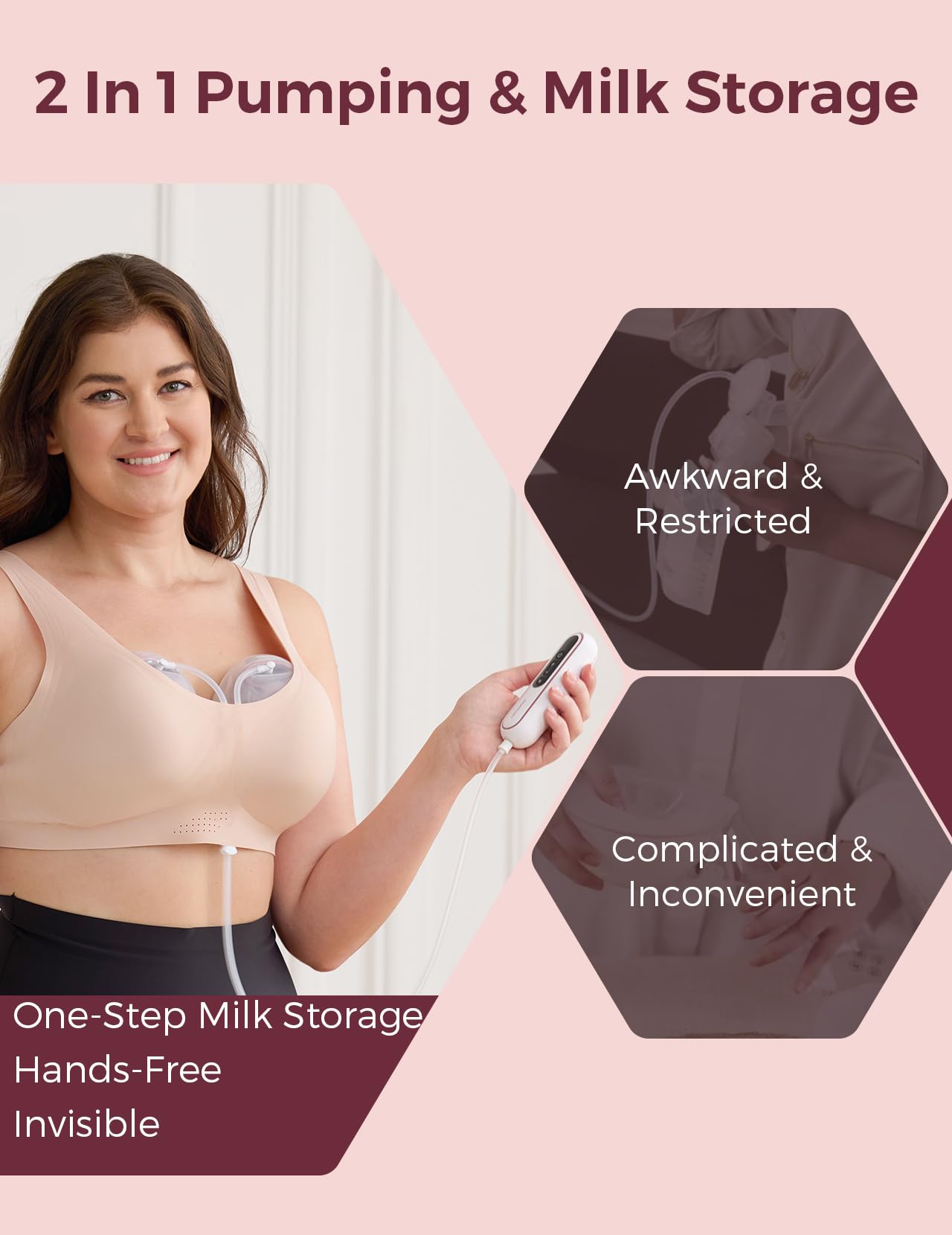 Direct-to-bag milk bags shown with 5 oz capacity for easy transfer.