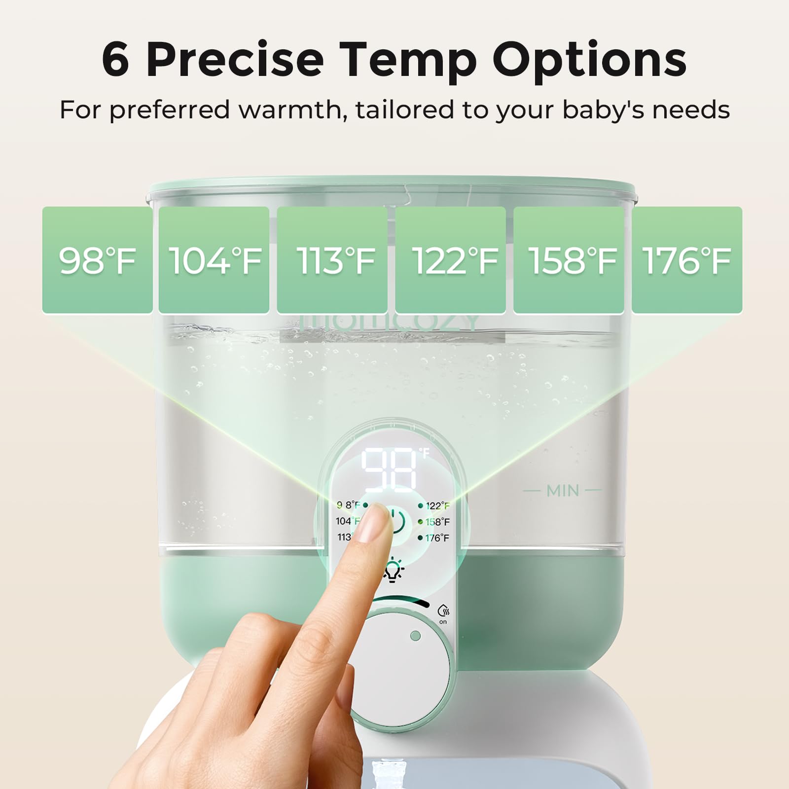Momcozy six temperature options for different formulas
