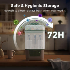 Momcozy 72-hour safe storage emphasizes long-ready cleanliness