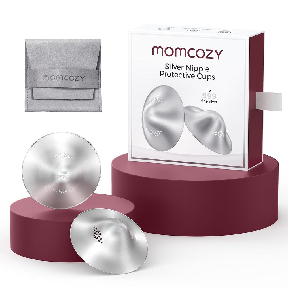 Momcozy 999 silver nursing cups for daily wear with skin-friendly protection.