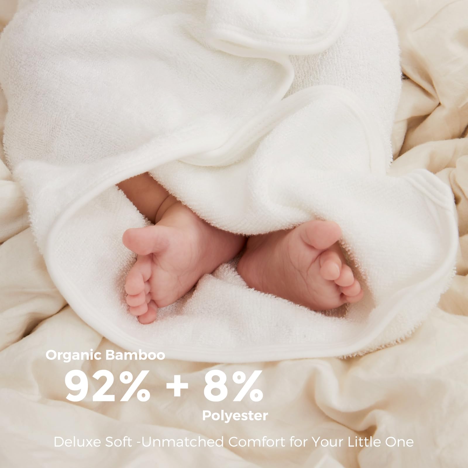 Momcozy terry cloth material absorbs moisture softly after baths.