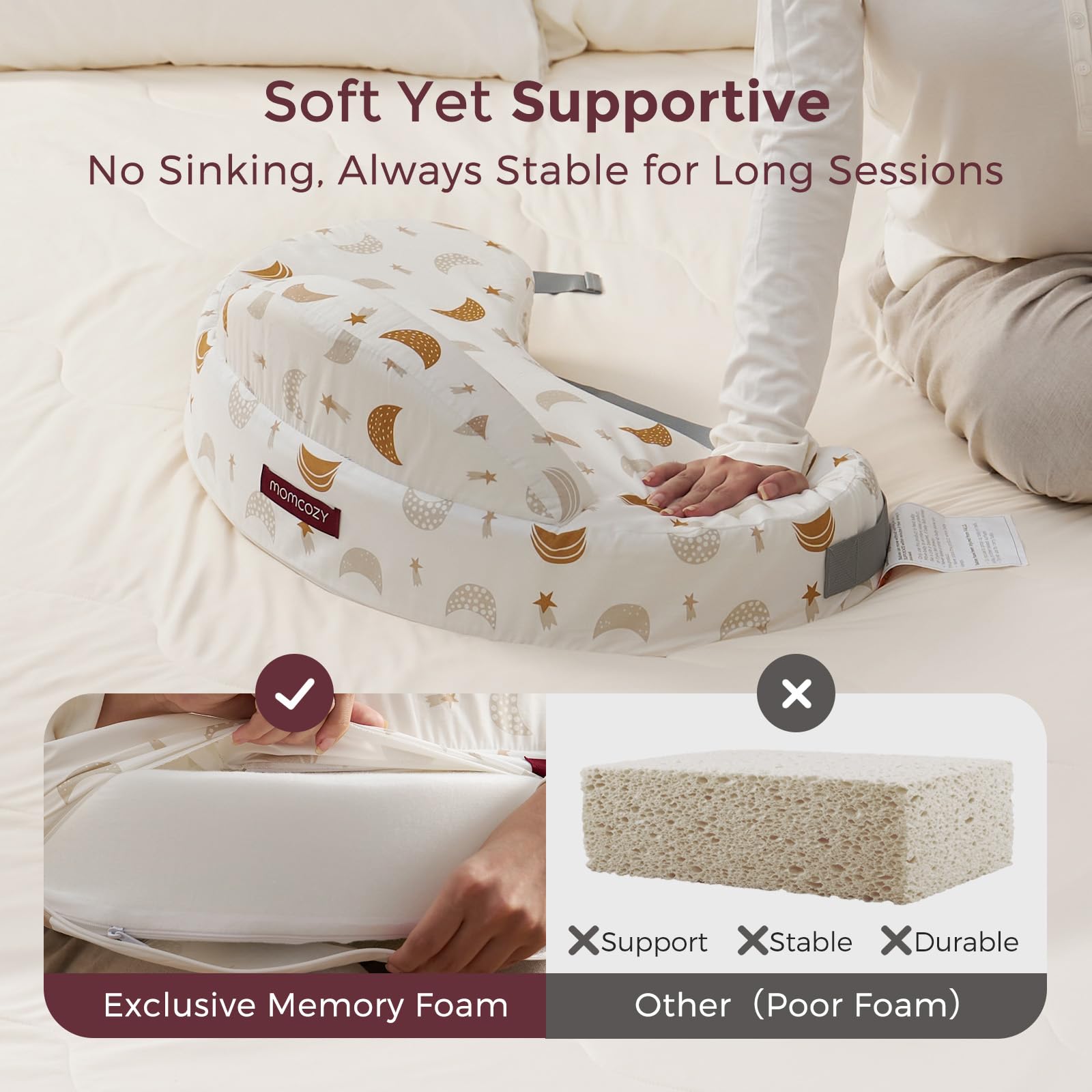 Momcozy adjustable waist strap fits most body types for secure support.