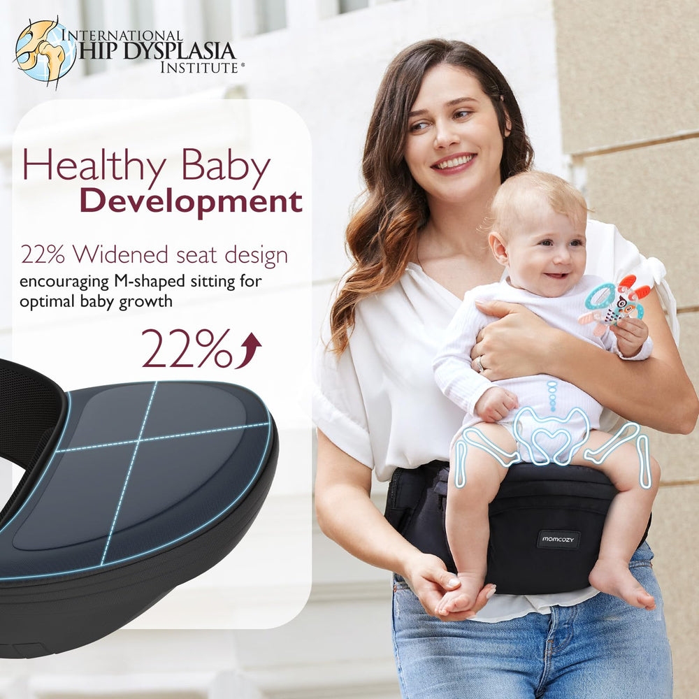 Momcozy adjustable waistband with EVA massage pad eases tension while wearing.