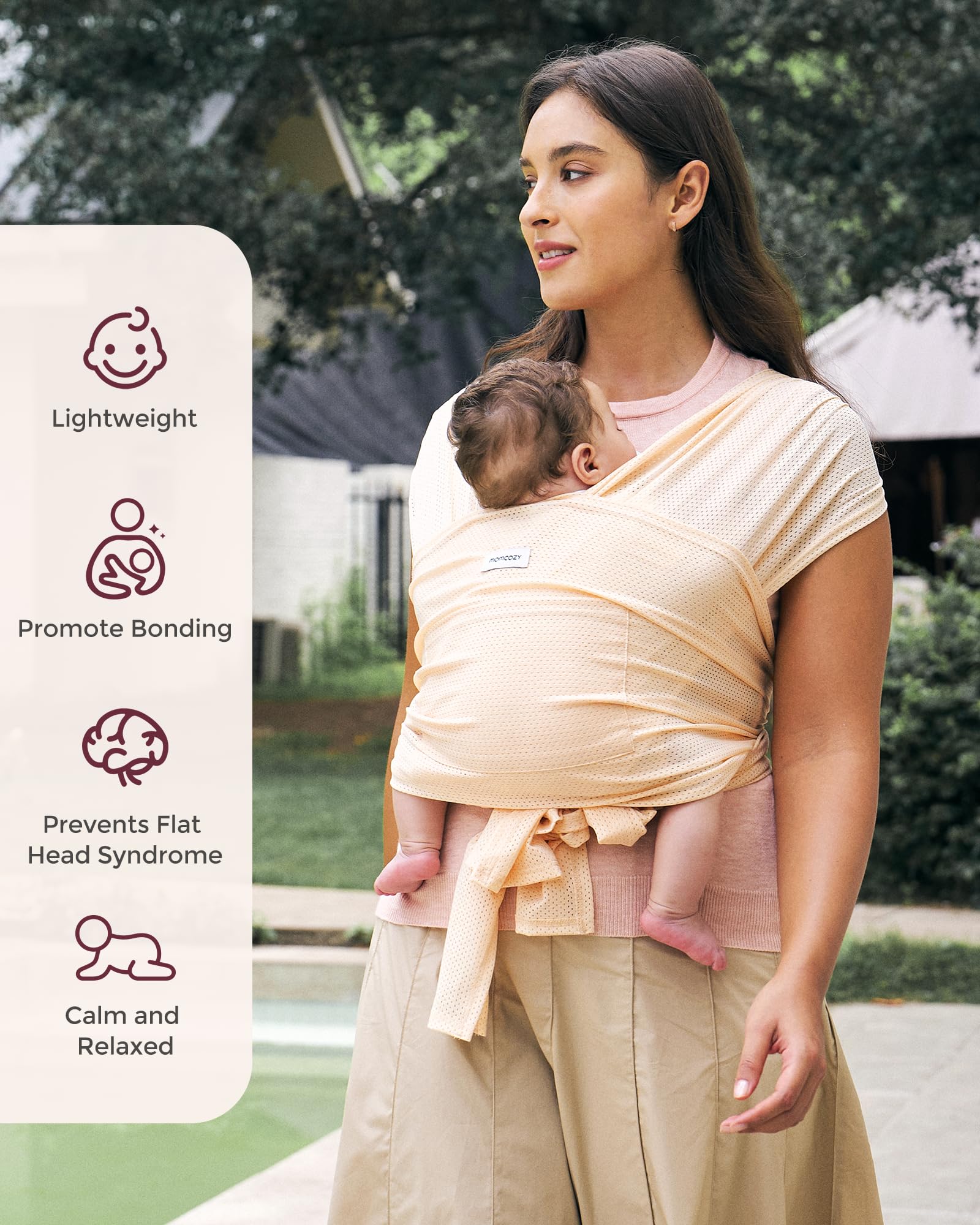 Privacy-friendly breastfeeding with Momcozy AirMesh while wearing.