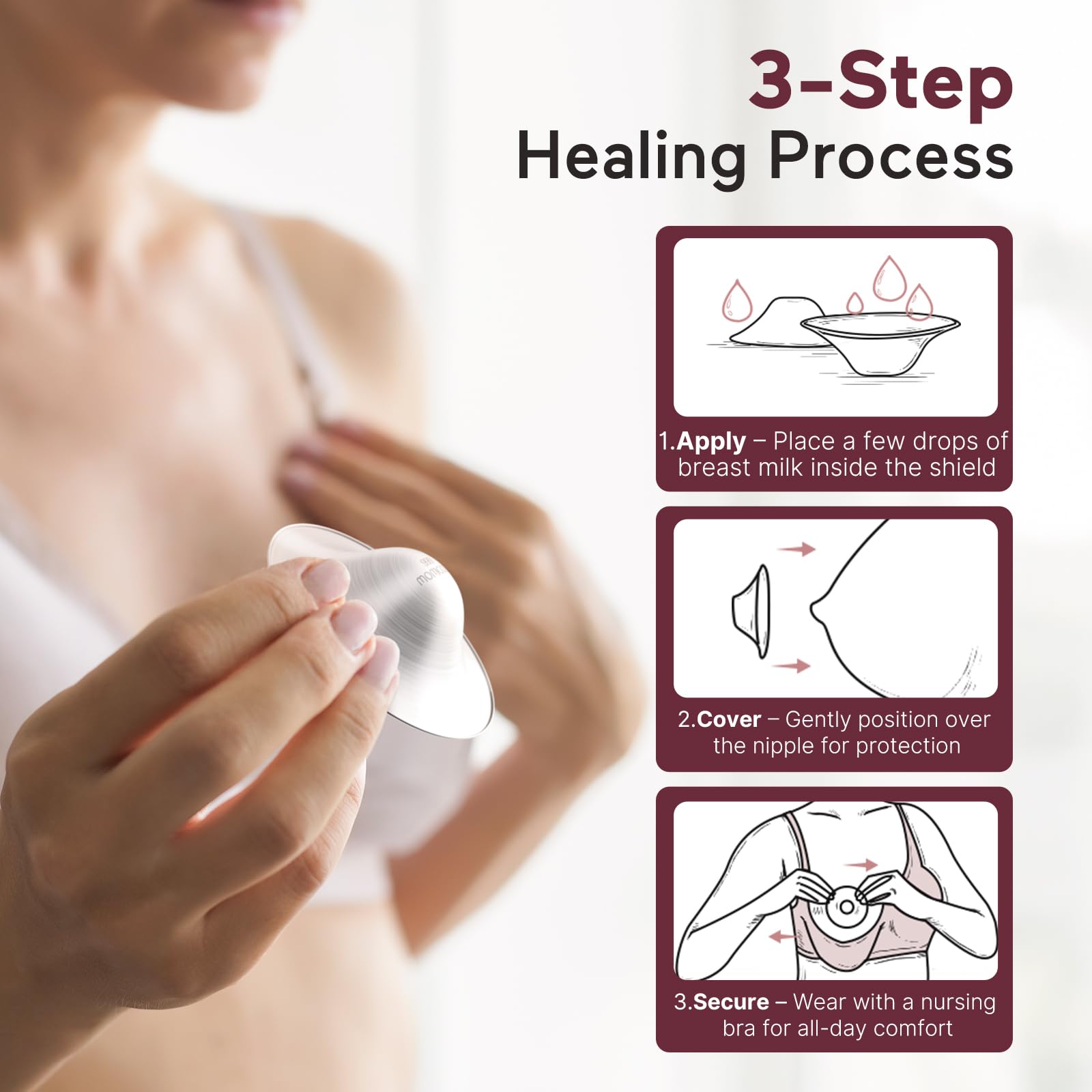 Momcozy areola size guide image to help you choose the right fit.