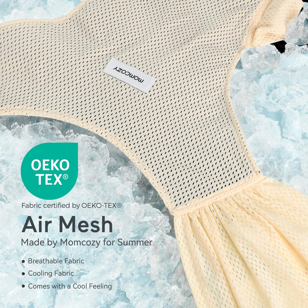 Momcozy AirMesh beige worn by parent demonstrates a comfortable fit for model