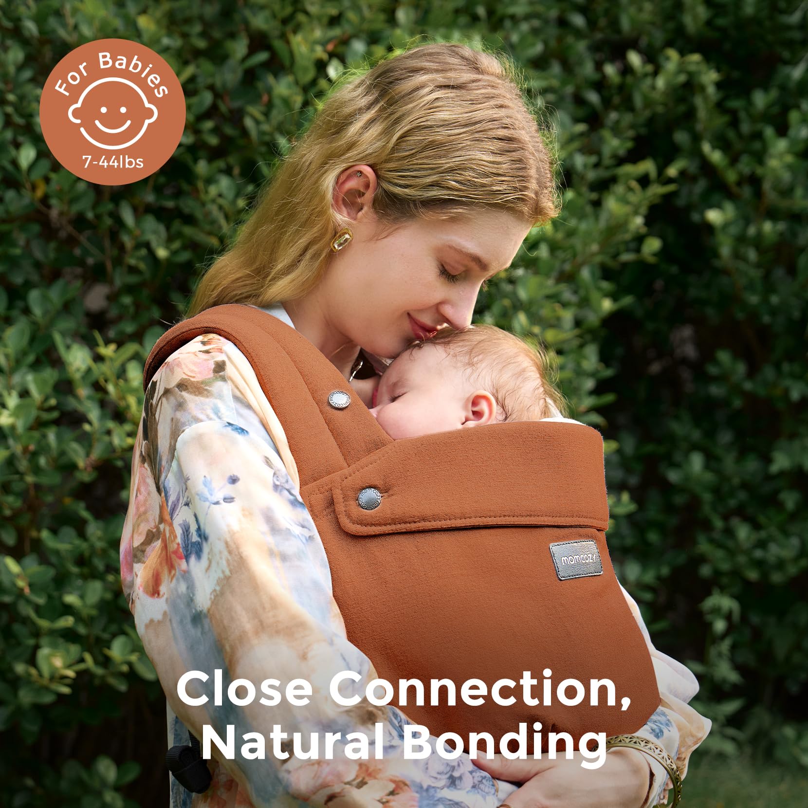 Momcozy baby carrier cotton-linen material detail enhances breathability for warm days