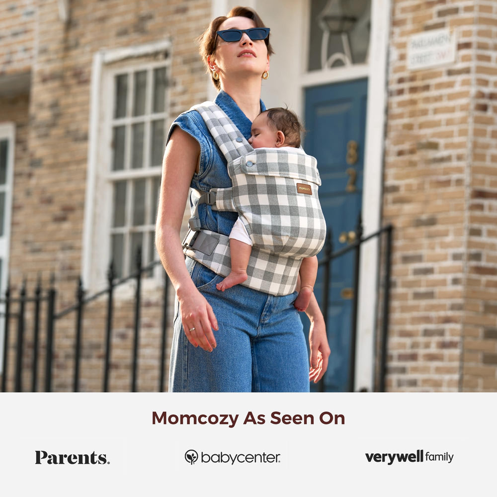 Momcozy hands-free design supports moms and dads on the go.