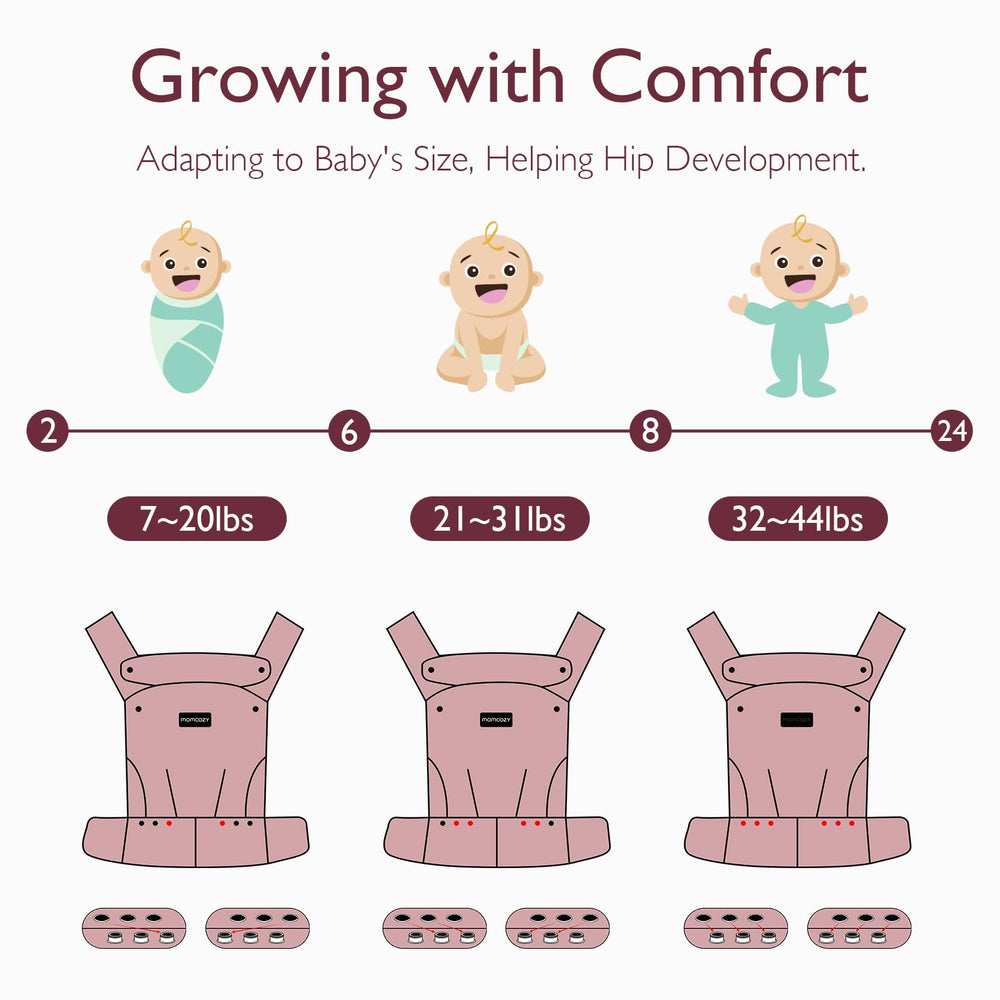 Momcozy Baby Carrier khaki-color option blends with outfits.