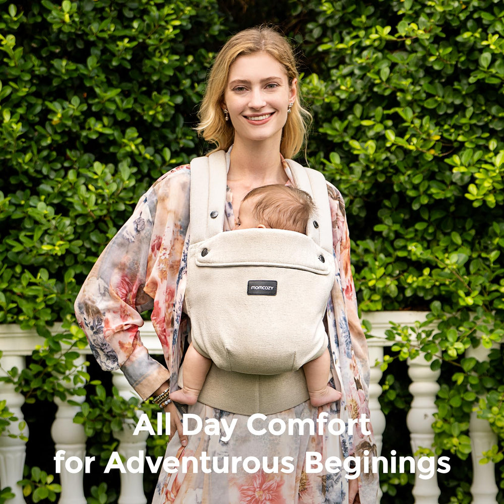 Momcozy baby carrier offers lightweight comfort for everyday carry.